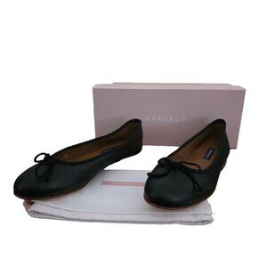 Margaux Demi Black Leather Ballet Flats 38 8 Wide New